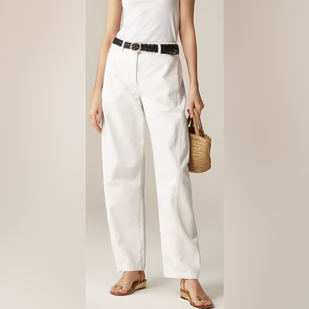NWT J. Crew Women's White Denim Relaxed Barrel-Leg Jean, Size 0